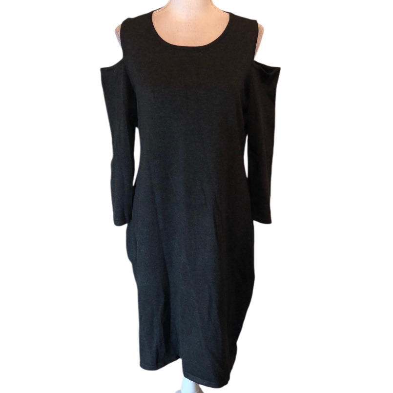 Calvin Klein Cold Shoulder 3/4 Length Sleeves Midi Dress